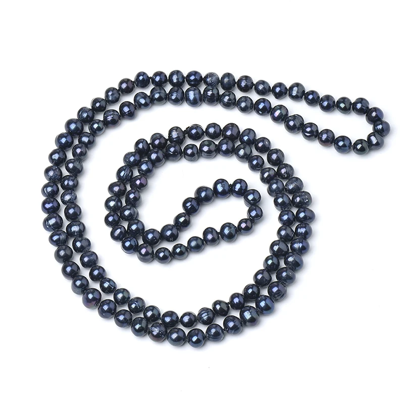 The 2 rows Size For 8*9mm Black Pearls Natural Pearls Necklace 44inch gem Customized For Elegant Women Party Wholesale H453