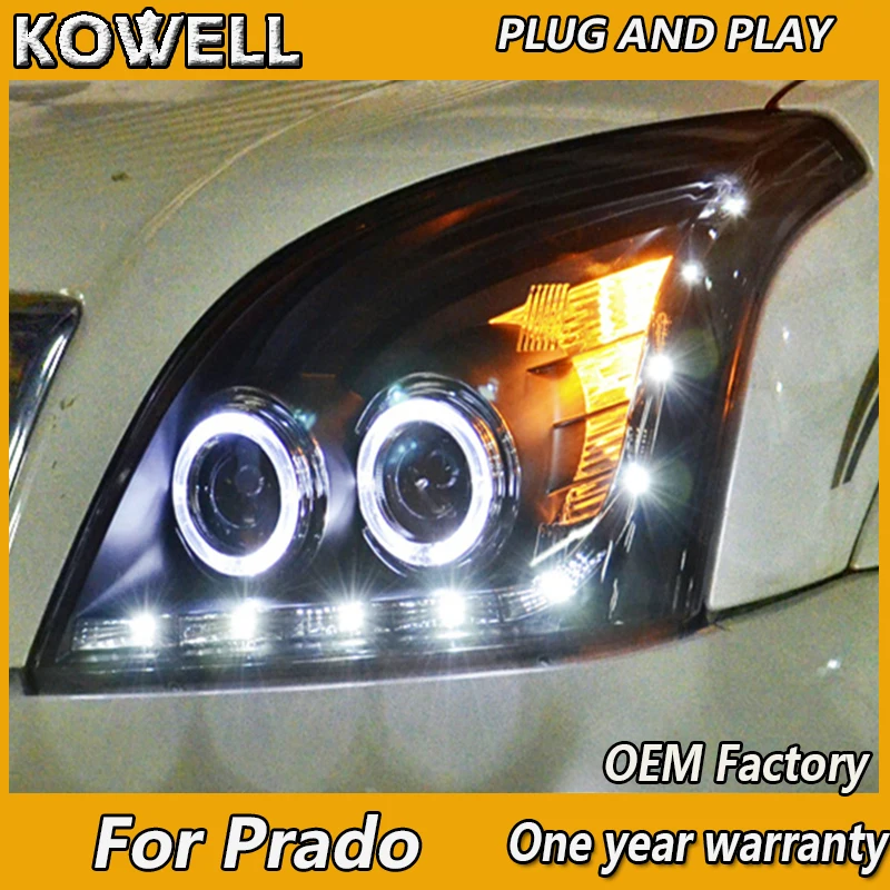 KOWELL Car Styling Head Lamp for Toyota Prado LC200 Koplampen 2004-2009 LED O Angel Eyes Koplamp DRL Bi Xenon Lens HID Lage Beam