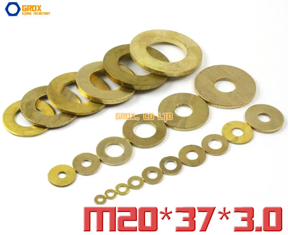 

10 Pieces M20 x 37 x 3.0mm Brass Flat Washer