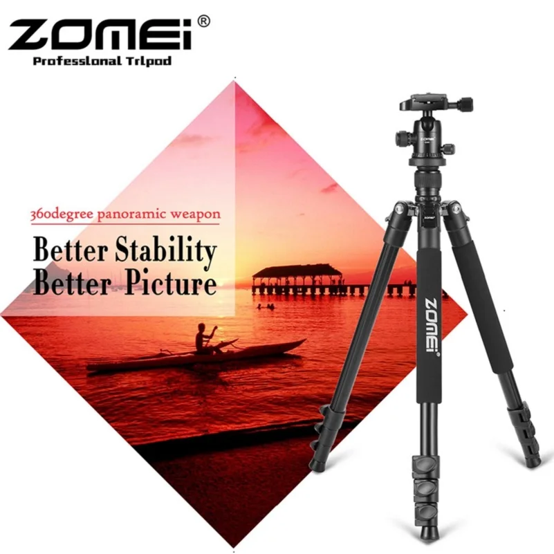 Zomei Q555 Professional Aluminum Flexible Camera Tripod Stand  for DSLR cameras Portable Tripods 360 Degree Rotating