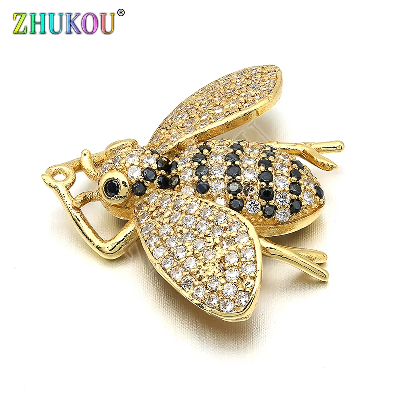 29*25mm Brass Micro Pave Cubic Zirconia  Beetles Charms Pendants DIY Jewelry Findings Accessories, Hole: 0.5mm, Model: VD289