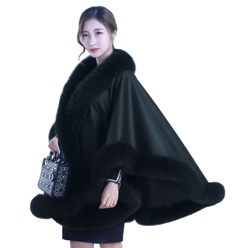 Luxury Wedding Genuine Cashmere Shawls Fox Fur Trimming Winter Women Stole  Pashmina Wraps LF5000