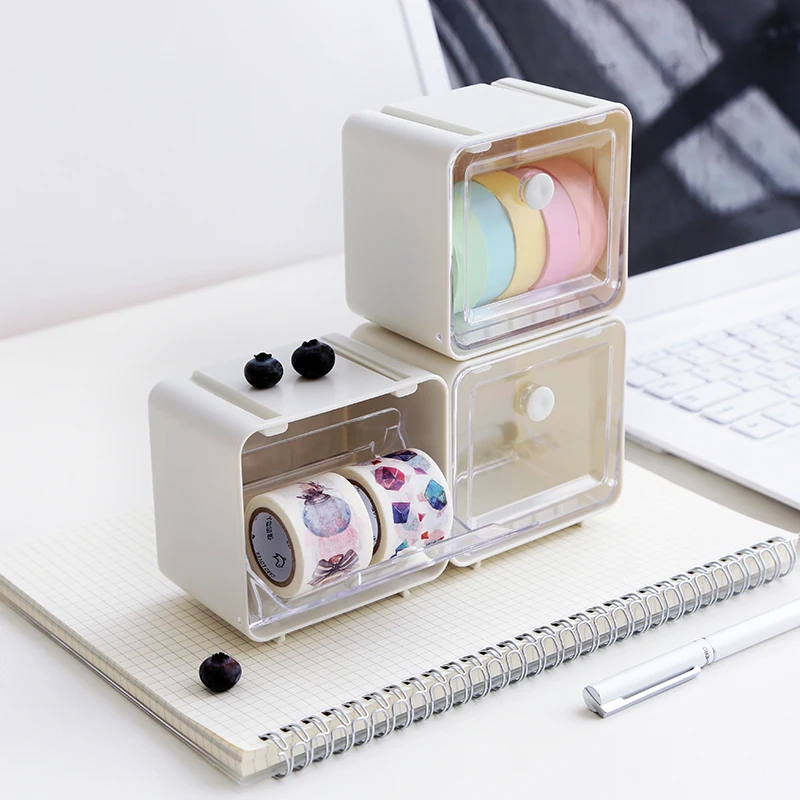 Japanese Washi Tape Dispenser Cutter Office Organizer Transparent Stationery Holder