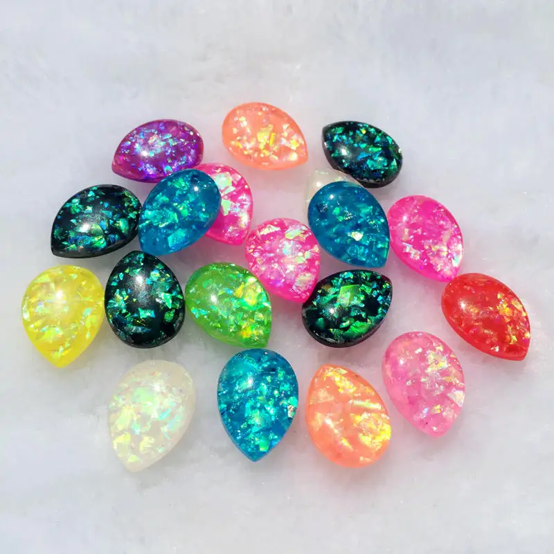 15PCS 13*18mm FlatBack Shell opal stones and crystal Resin Rhinestone DIY Gems For Costume Button Crafts S28A