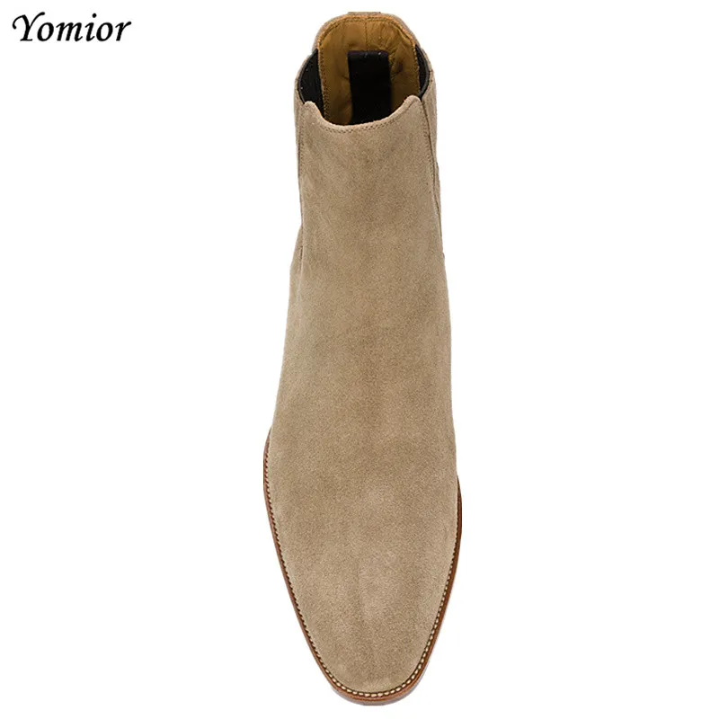 High Quality Brand Pointed Toe Chelsea Boots Genuine Leather Men Ankle Boots Business Office Banquet Fashion Big Size Shoes