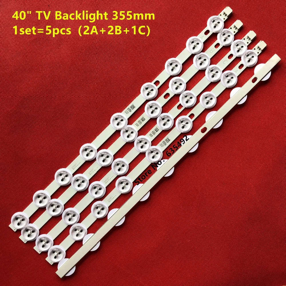 5세트 LED 스트립 40"NDV A/B/C 유형VES390UNDC-01 VES400UNDS-02 39PF3025D 39FHD-CNOV 39FLHY168D 39FPD274D LC-39LD145K LT-40TW51용