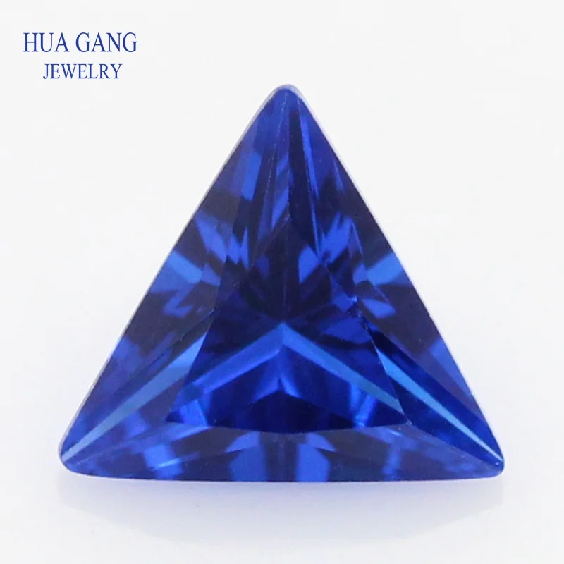 

113# Spinel Blue Triangle Shape Brilliant Cut Synthetic Spinel Stone For Jewelry Size 2x2-10x10mm