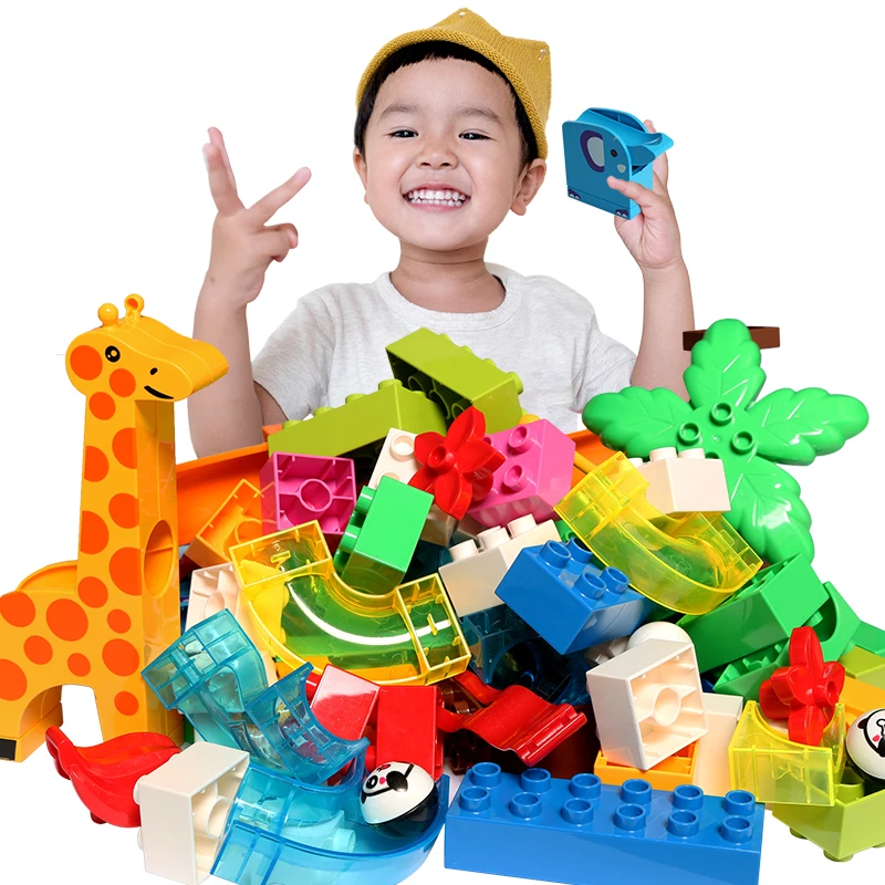 Big Size DIY Marble Race Run Building Blocks Accessories DIY Bricks Funnel Slide Block Figures Toys For Children Kid Gift