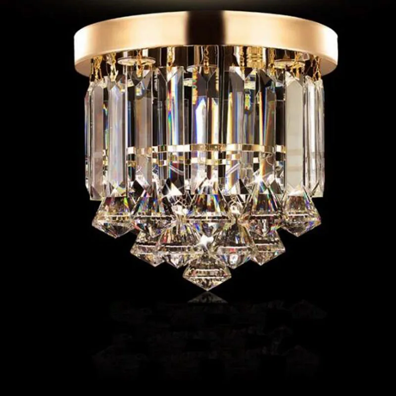 Crystal ceiling Lights Champagne OR Clear Stainless Steel Round Crystal ceiling Lights Design for the Hotel Lobby bar cafe shop