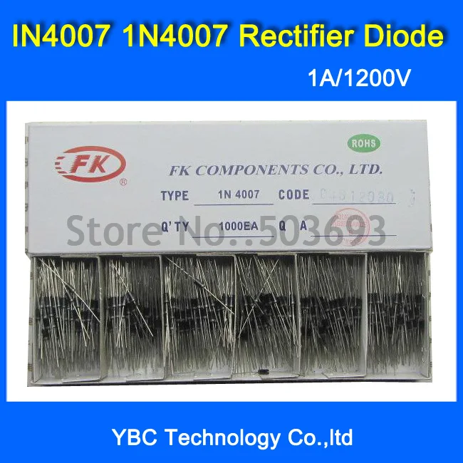 Brand FK 500pcs/lot 1N4007 IN4007 4007 1A/1200V  Rectifier Diode