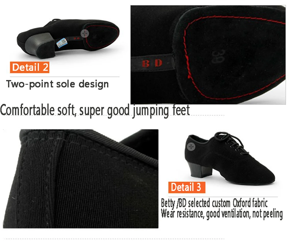 2026 MÄNNER SCHUHE Beruf Latin Dance Ballsaal Schuh Modernes weiches Rindsleder Premium Oxford Stoff Absatz 4,5 cm BD417 Authentisch heiß – Detail 5
