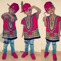 Camiseta estampada Dashiki para niños y niñas, ropa africana tradicional, nuevo diseño de moda, venta al por mayor, 2019