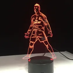 Lampe 3D pour joueur de Football, panneau en acrylique, 7 couleurs changeantes, LED, veilleuse, cadeau de nouvel an, décoration familiale, livraison directe