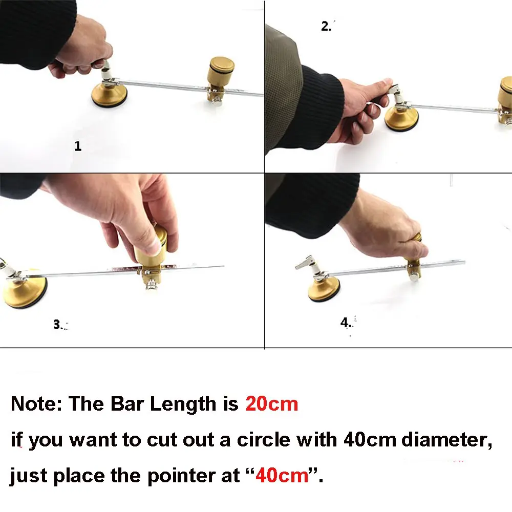 Circular Glass Cutter Adjustable Circle Cutting Tool Set 40cm Diameter