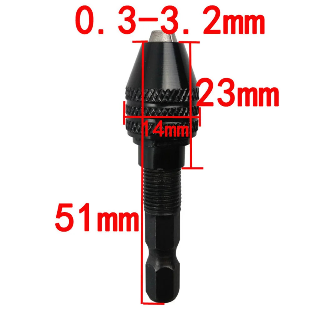 Mini 0.3-3.2mm Hexagonal Drill Adapter Converter 1/4'' Keyless Drill Bit Chuck For Rotary Tools With Rod