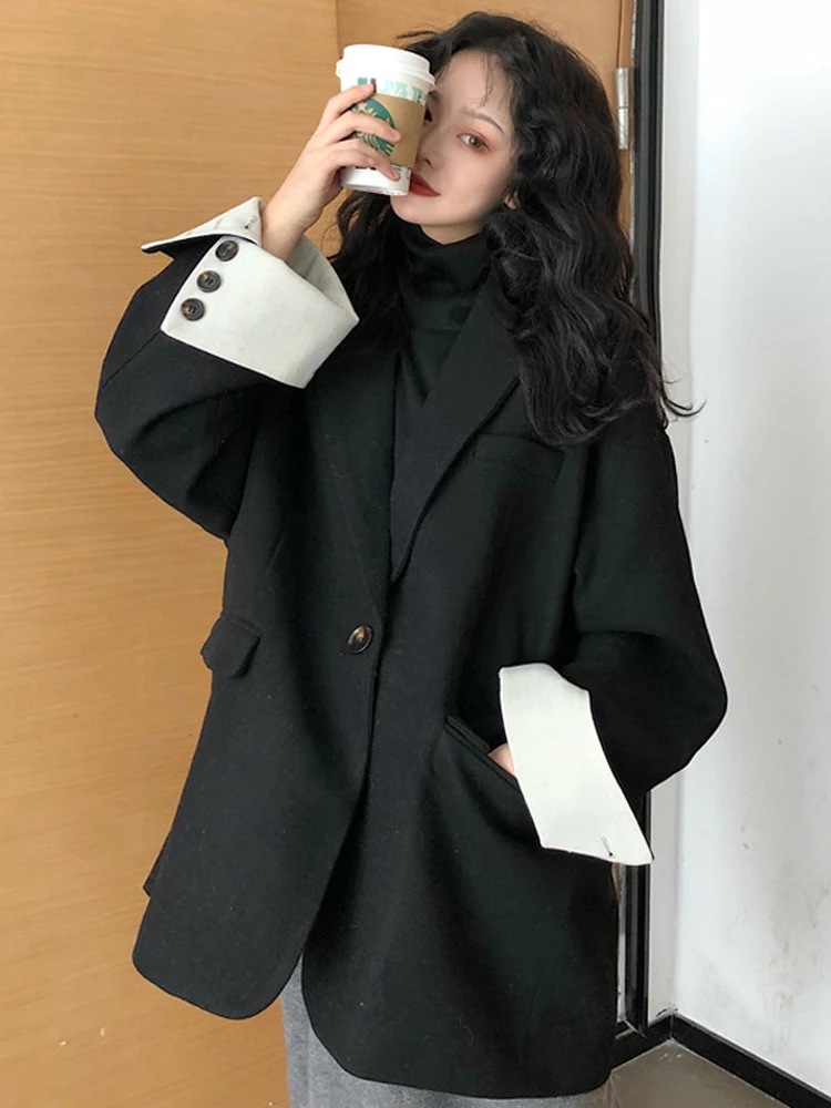 Women's Elegant Long Sleeve Blazer, Casual Suit, Double Breasted, Pocket Jackets, Outerwear, Spring, Autumn, New, Z150