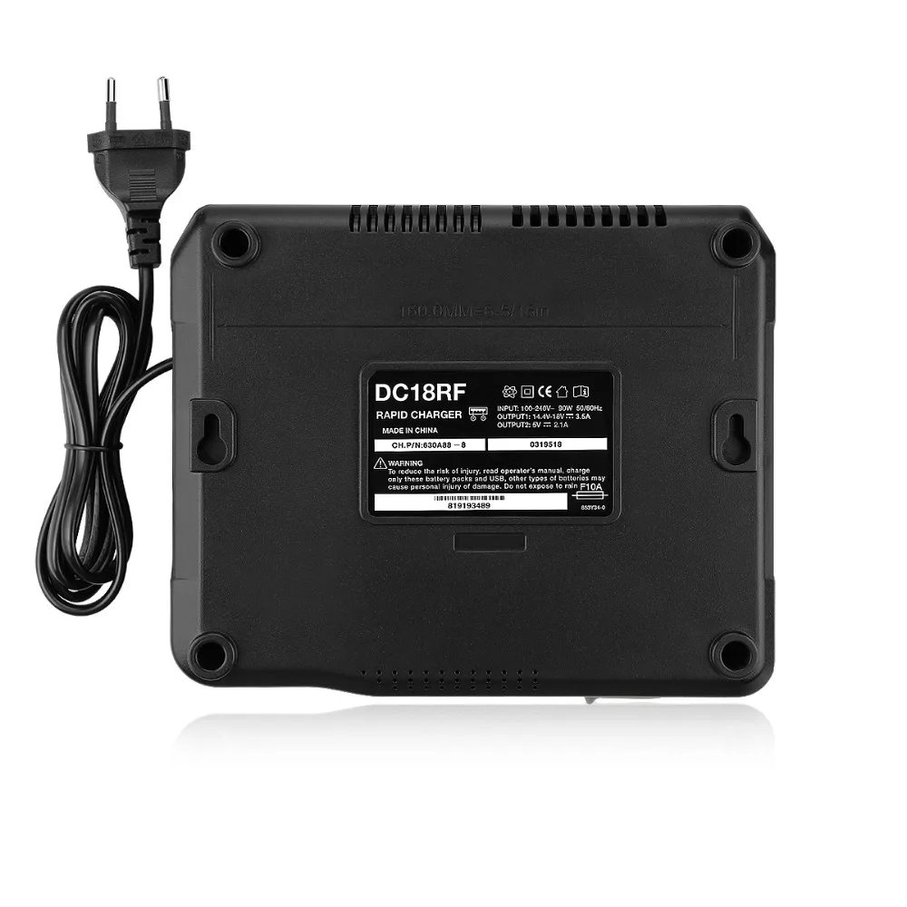 14.4V/18V 3.5A Li-Ion Battery LCD Screen Charger for Makita 14.4V/18V BL1830 BL1815 BL1430 DC14SA DC18SC DC18RC with USB port