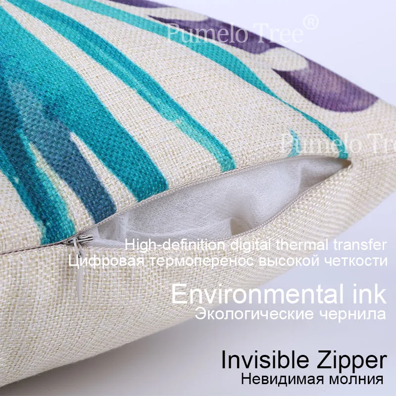 Cartoon Mermaid Cotton Linen Pillowcase Pillow Cover Ocean Style Chair Seat and Waist Square 45x45cm Cushion Cover Home Living