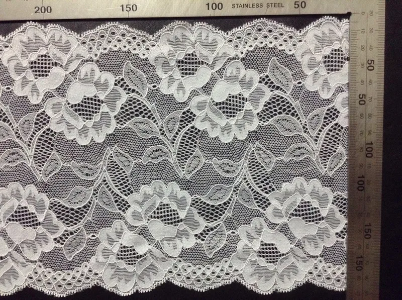 17cm hot selling symmetrical framed bone jacquard flora motif edge lace trim,JC0826H