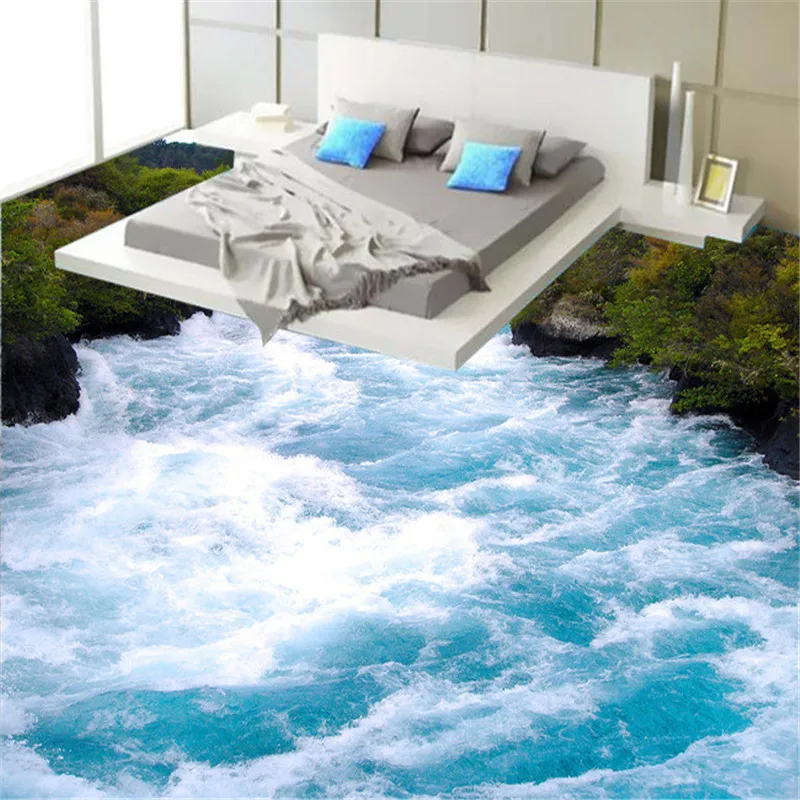 beibehang PVC floor paintingmural wallpaper wear non-slip waterproof thicken self-adhesive PVC Wallpaper Murals 3D wall sticker