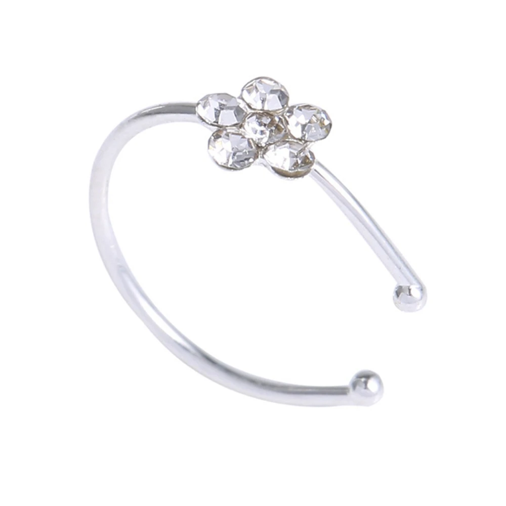 Nose Piercing Jewelry Plum Flower Rhinestone Nose Piercing Hoop Nose Ring Cartilage Tragus Stud Ring Body Piercing Jewelry image 6
