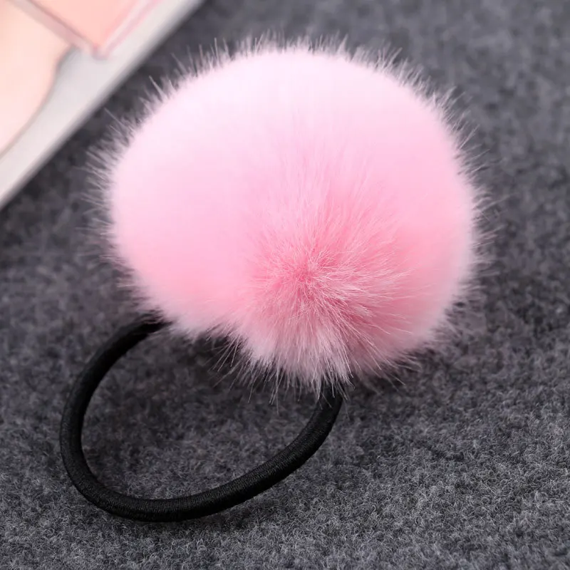 New Hot Lovely Fashion Women Girls Warm Artificial Fake Rabbit Fur Ball Girls Elastic Hair Rope Party Vacation Headdress