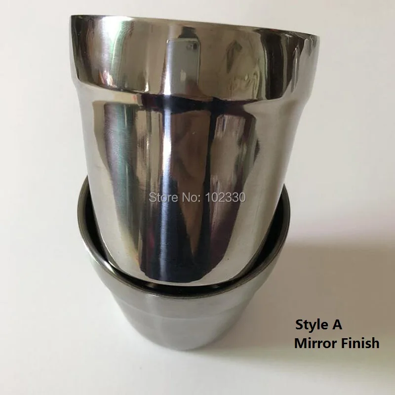 100pcs 175ml Tea Cup Hair Line Finish Mirror Finish Scaldproof 304 Stainless Steel Double Layer Water Cup Tableware