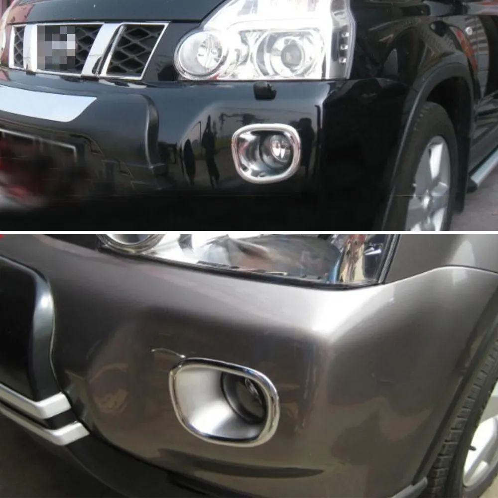 2pcs/pair ABS Plastic Chrome Front Fog Light Lamp Foglights Cover Protector Trim For X-Trail 2008-2011 Lamp Hoods Decoration
