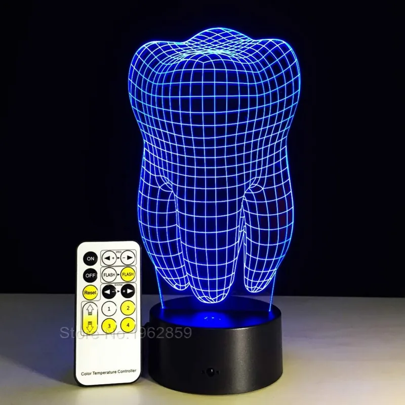 Zęby typu 3D Led lampa Dental kreatywny prezent kolorowe 3D zębów gradientu światła klinika stomatologiczna grafika Artware noc Dental show