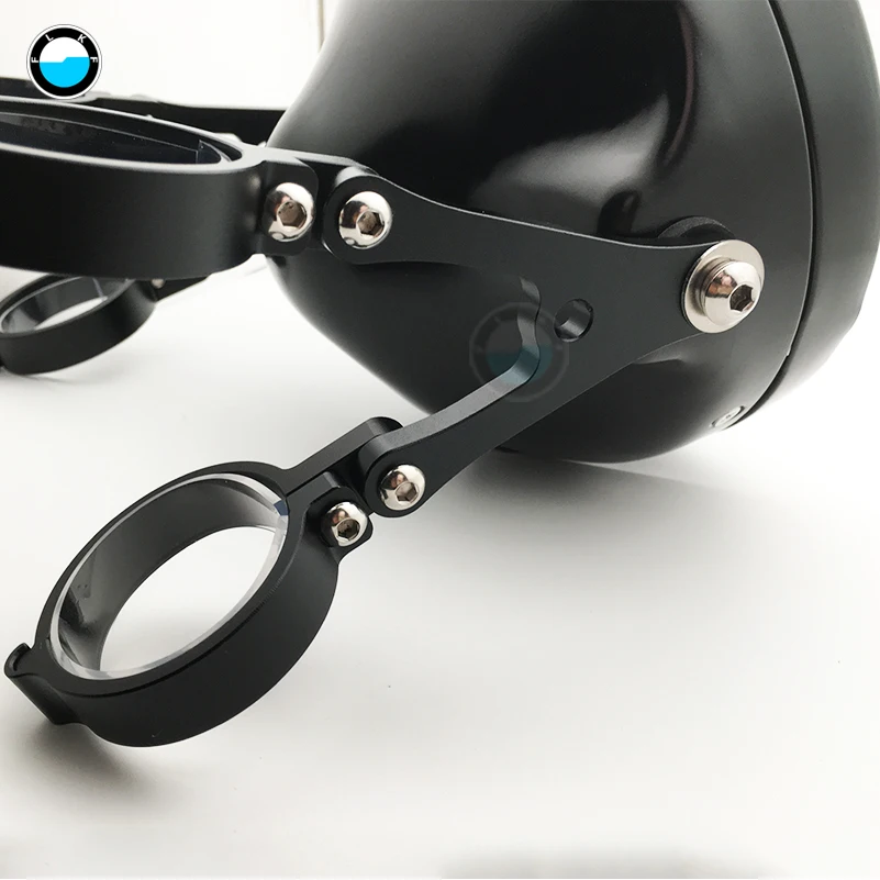 1Set Black Universal Motorcycle  7 inch Headlight Housing Mount Brackets Headlamp Holder Adjustable On Both Sides Of The Bracket