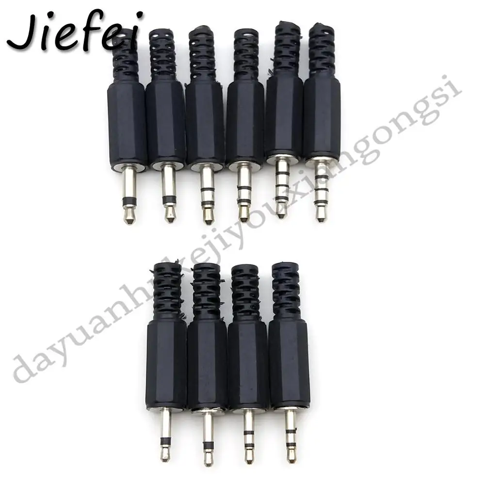 5pcs 1/8' 3.5mm /2.5mm 2 3 4 Pole Mono Stereo Plug Audio Adaptor Connector Solder Terminal DIY Plastic Cover Handle