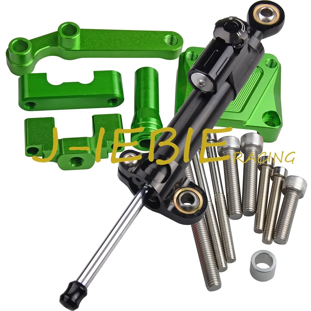 

CNC Steering Damper Stabilizer and Green Bracket Mounting For Kawasaki Ninja 300 NINJA300 EX300 2013-2016 2014 2015