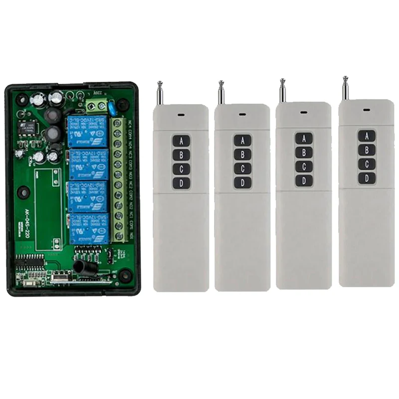 

AC85v~250V 110V 220V 230V 4CH RF Wireless Remote Control Relay Switch light /lamp/window/Garage Doors shutters projection screen