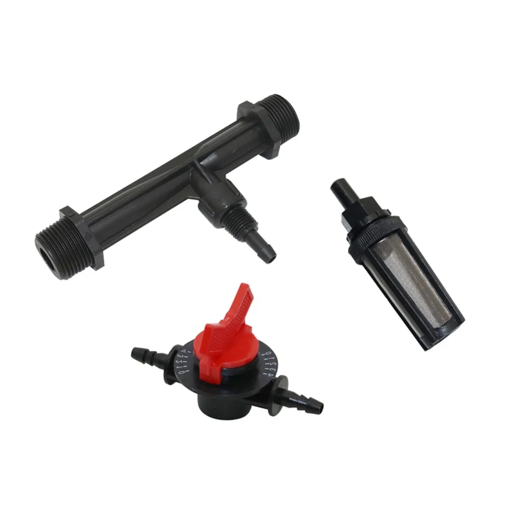 Irrigation Venturi Fertilizer Injector with 1/2, 3/4 inch male Thread, 4-speed flow control valve, Water filter kit 1 Set