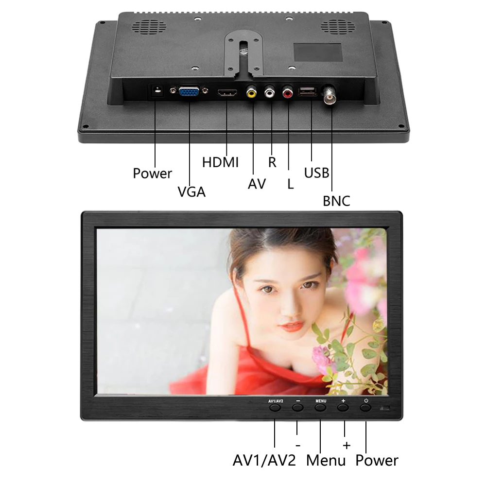 Imagem -05 - Podofo 10.1 Lcd Monitor de Tela do Computador Mini tv Portátil Sistema Segurança Monitor Vga Hdmi Entrada Vídeo Câmera Backup