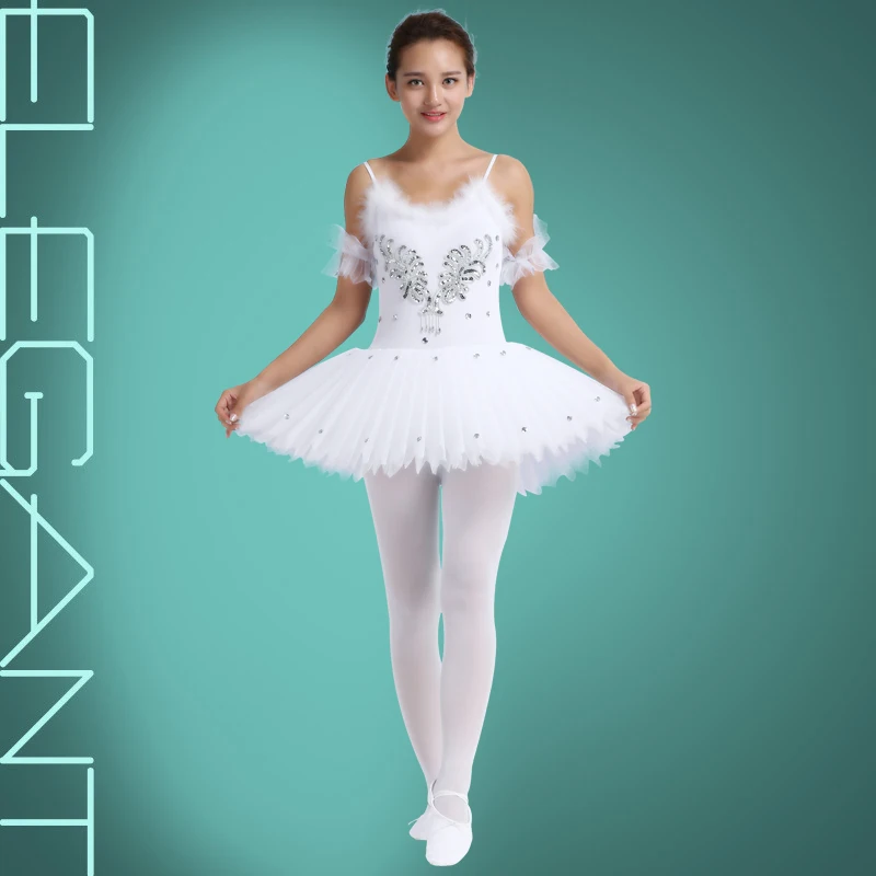 O novo adulto dança ballet saia roupas corpo saia estilingue branco tutu pouco swan traje vestidos de dança roupa de dança T-8