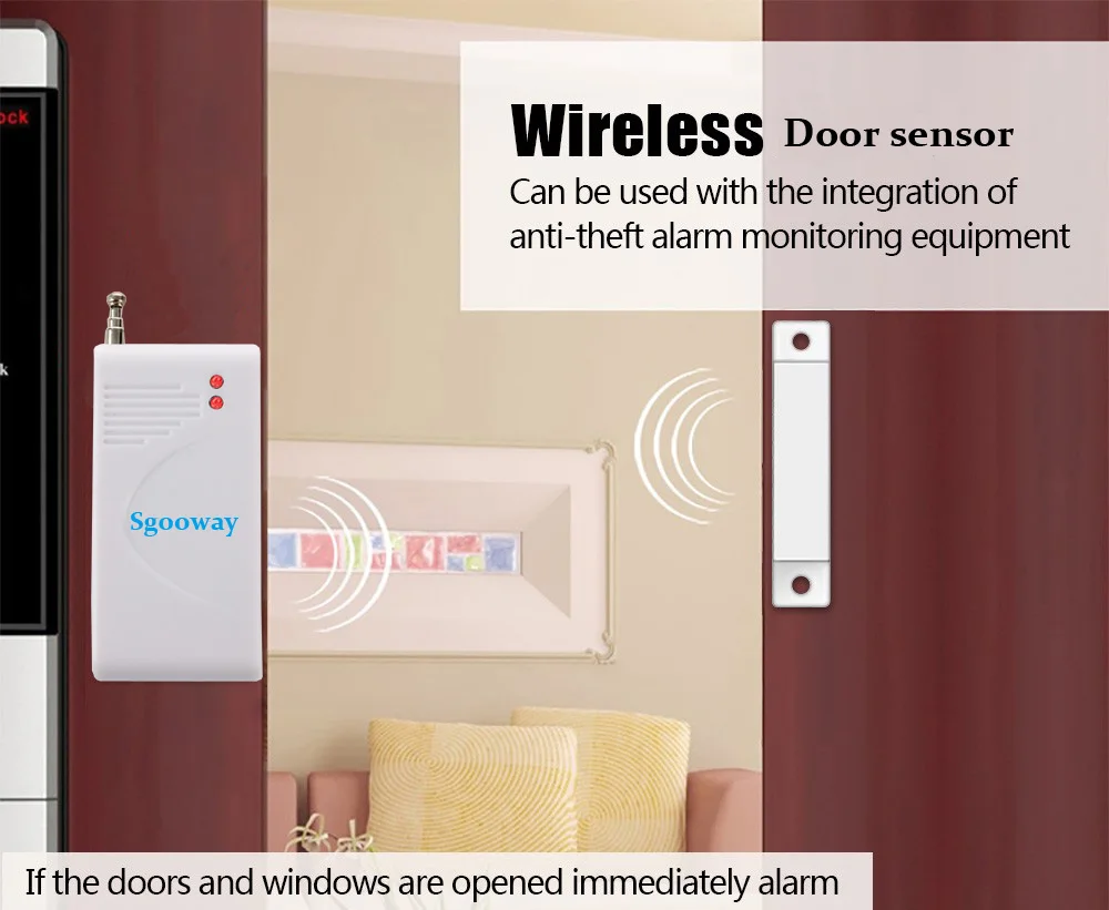 Sgooway Good price Wireless 433mhz Door sensor,door alarm magnetic door detector security door contact