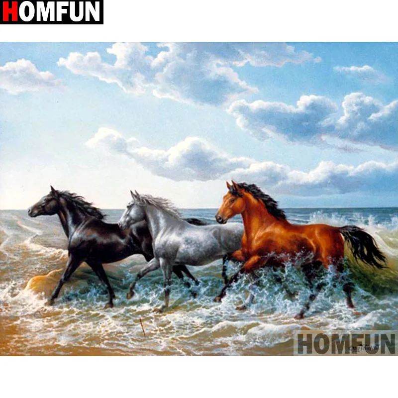 

HOMFUN Full Square/Round Drill 5D DIY Diamond Painting "Animal horse" Embroidery Cross Stitch 5D Home Decor A14215