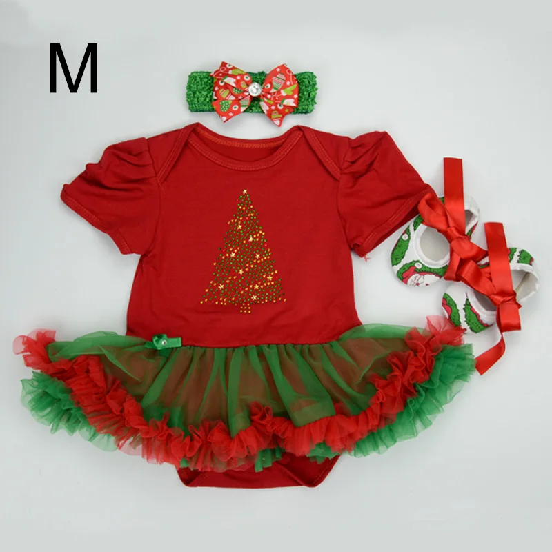 Christmas Baby Girl Infant 3pcs Clothing Sets Suit Princess Tutu Romper Dress/Jumpsuit Xmas Bebe Party Birthday Costumes Vestido