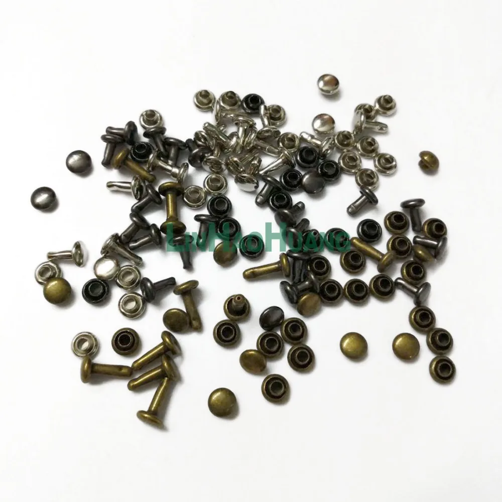 500sets/lot 4mm metal iron cap rivets with cap nail mushroom rivets Shinny nickle/black nickle /Bronze free shipping  Rivets-4MM