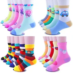 5 Pairs/Lot  Girls Winter Autumn Striped Socks Unisex Kids Socks  Children Boy Winter Cotton Socks 1Y-12Y 6 7 10 12