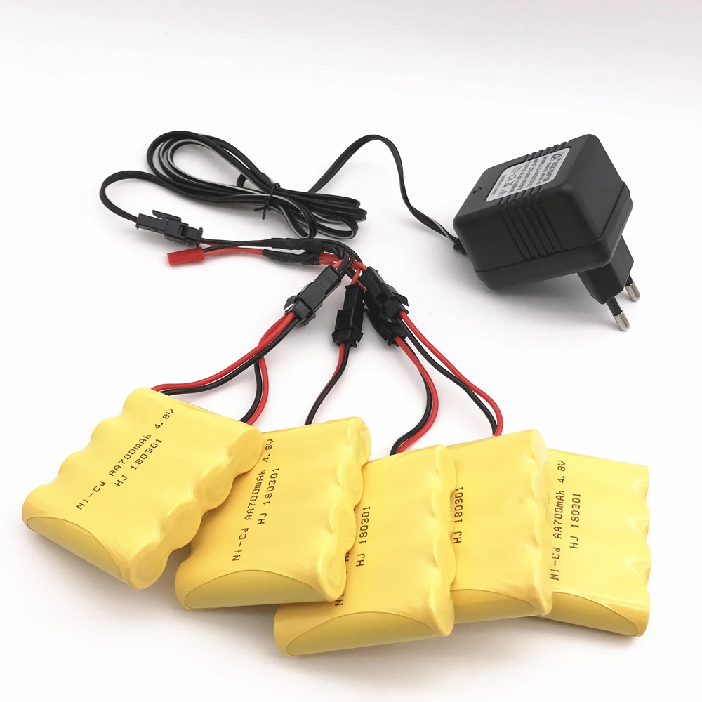 Batería ni-cd de 4,8 V y 700mAh con cargador 5 en 1 para juguetes de Control remoto, herramienta eléctrica de iluminación, grupo AA, grupo de baterías de juguetes RC
