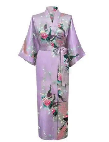 Plus Size XXXL Chinese Women Long Robe Print Flower Peacock Kimono Bathrobe Gown Bride Bridesmaid Wedding Robes Sexy Sleepwear