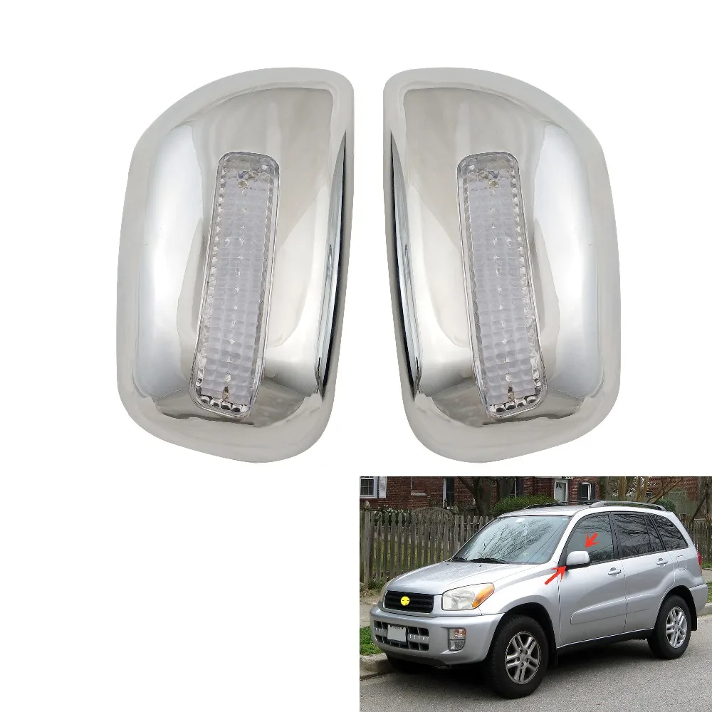 

2PCS ABS Chrome Car Side Door Rear View Mirror Cover With LED for Toyota RAV4 2001-2005 Car Chrome accessories