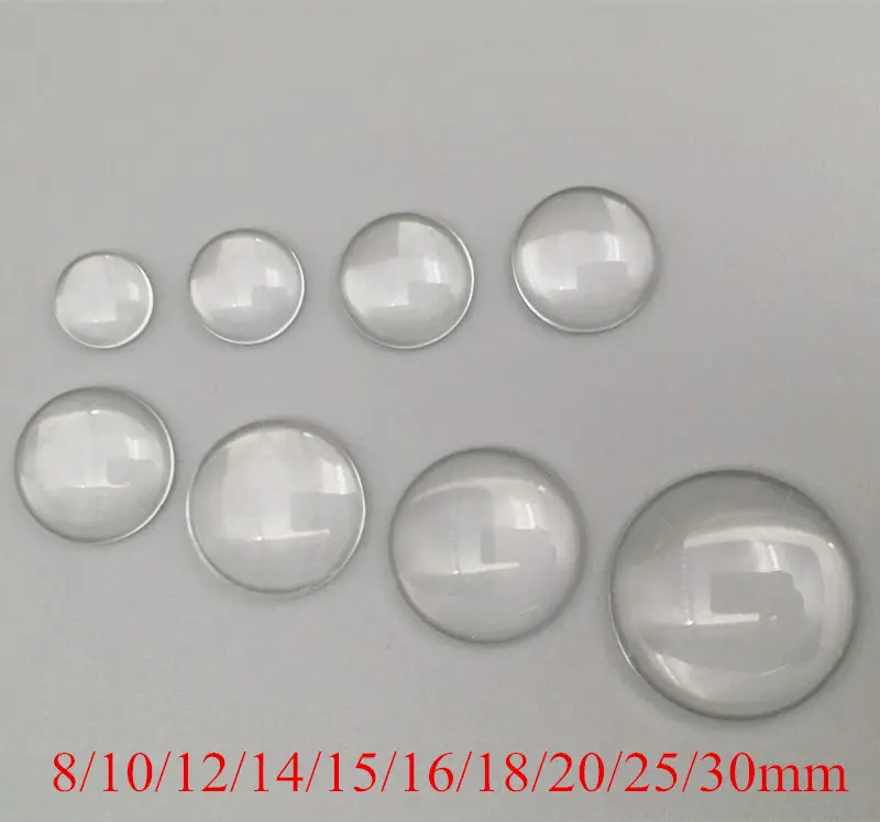 100 Pieces 8/10/12/14/15/16/18/20/25/30mm DIY Round Clear Flat Glass Cabochon beads Glass Dome Cover Pendant Cameo Setting