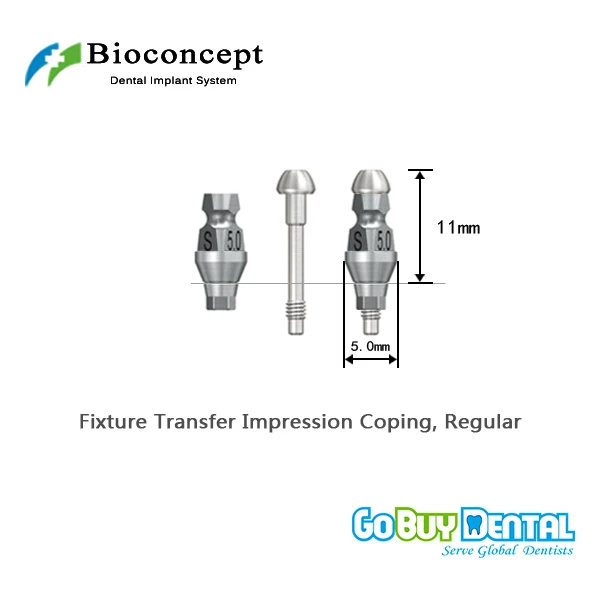 Bioconcept Hex Regular Fixture Transfer Impression Coping φ5.0mm, Length 11mm for Close Tray(362320)