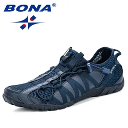 BONA Mới Phổ Biến Giày Casual Nam Lạc-Up Nhẹ Thoải Mái Thoáng Giày Người Tenis Feminino Zapatos