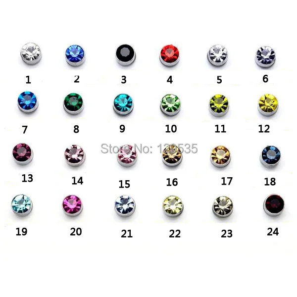 6mm titanium steel No pierced Women Men Magnetic stud earrings Austrian crystal 24 colors