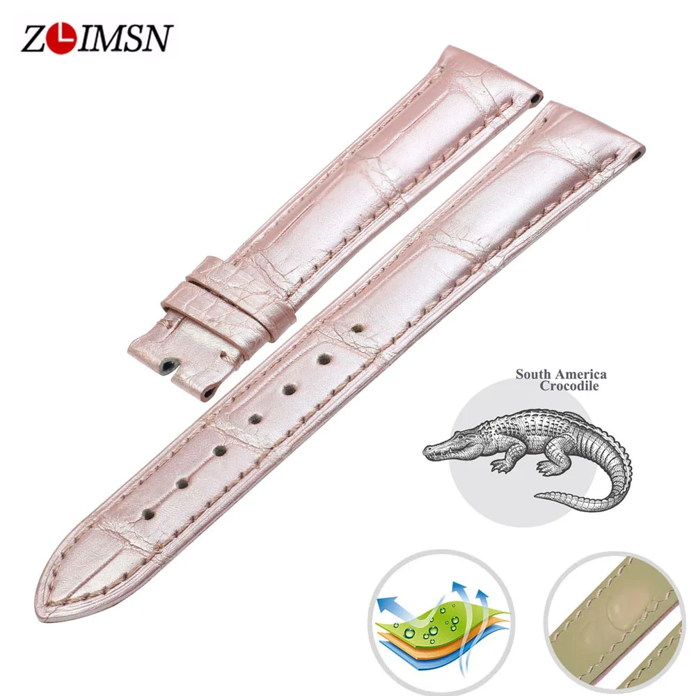 ZLIMSN Fashion New Crocodile Leather Strap Vintage Bracelet Band 18mm 20mm 22mm 24mm For Women Luxury Alligator Watch Band