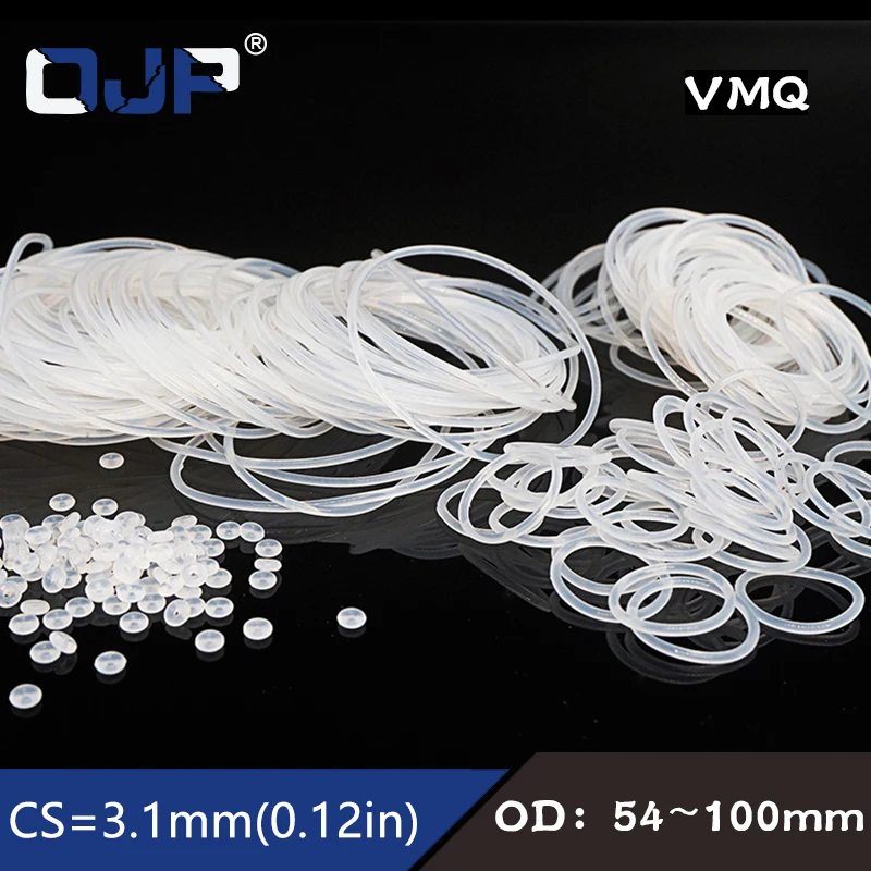 White Silicon Ring Silicone/VMQ Oring 3.1mm Thickness OD54/55/60/65/70/75/80/85/90/95/100mm Rubber O Ring Seal Oil Gasket Washer